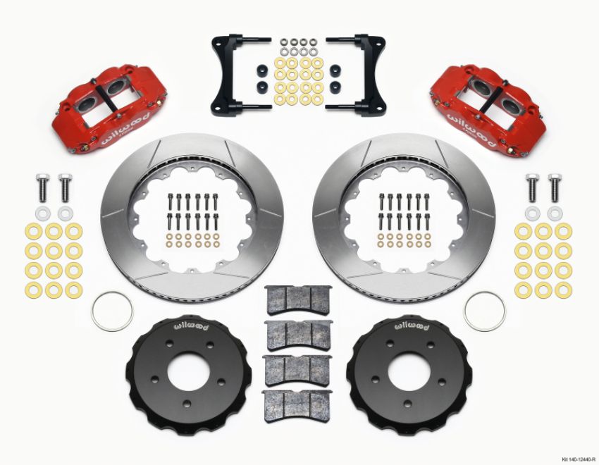 Wilwood 140-12440-R Narrow Superlite 4R Front Hat Kit 14.00in Red 2007-Up Jeep Wrangler