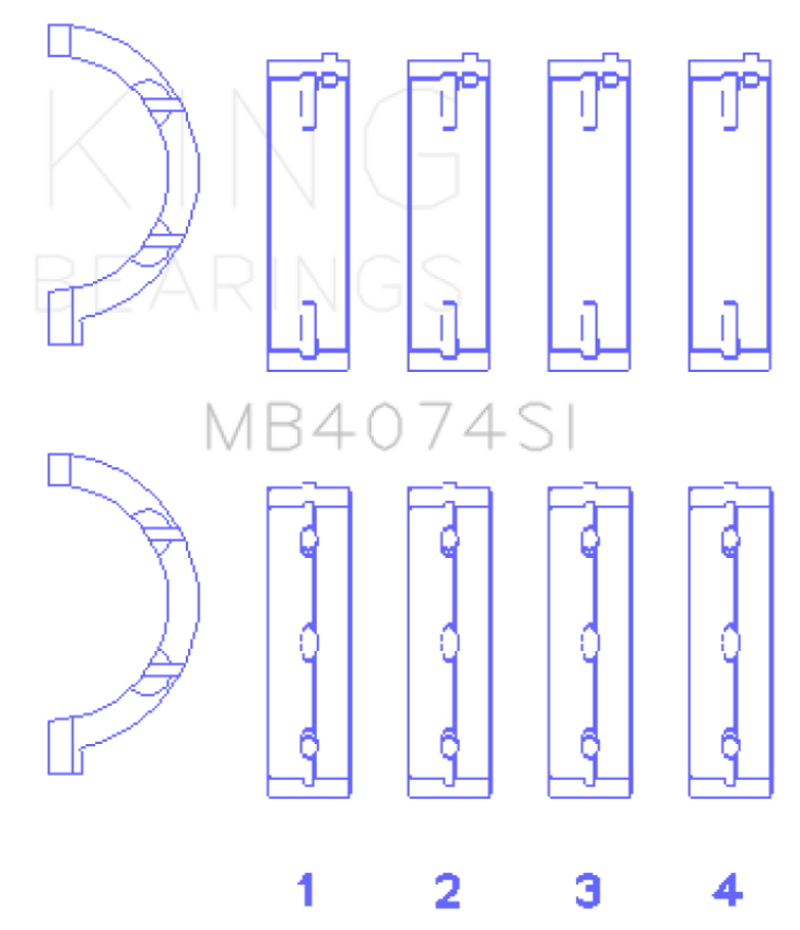 King Engine Bearings MB4074SI1.0 Chrysler 2.7L (Size +1.0mm) Main Bearing Set