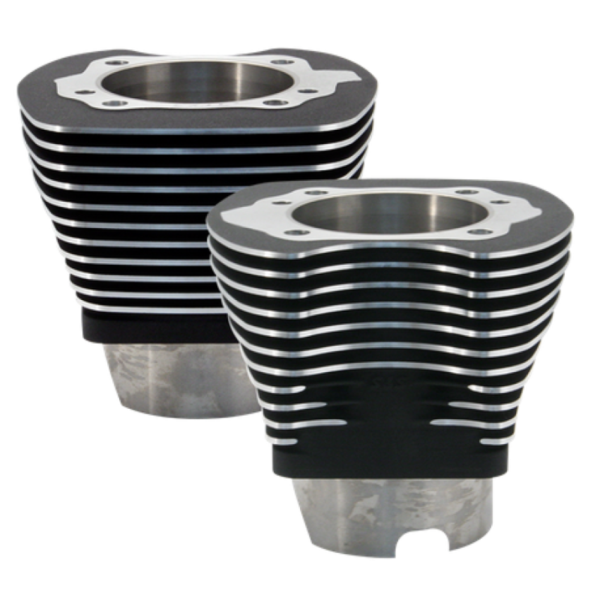 S&S Cycle 910-0258 84-99 BT 4-1/8in Bore Cylinder Set For 124in V-Series Engine - Wrinkle Black