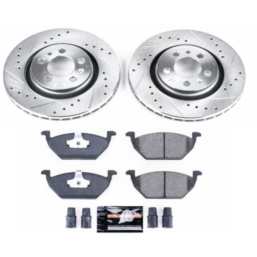 PowerStop K5401 Z23 Daily Driver Carbon-Fiber Ceramic Brake Pad and Drilled & Slotted Rotor Kit