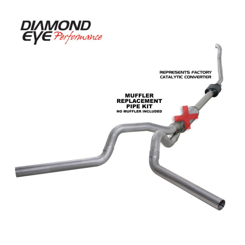Diamond Eye Performance K4308A-RP Diamond Eye KIT 4in TB MFLR RPLCMENT PIPEDUALALUM94-97 5 7 3L F250/F350 PWRSTROKE NFS