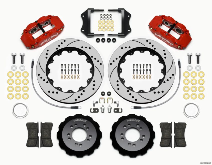 Wilwood 140-13019-DR Narrow Superlite 6R Front Hat Kit 14.00in Drill Red 2013-Up Ford Focus ST w/ Lines