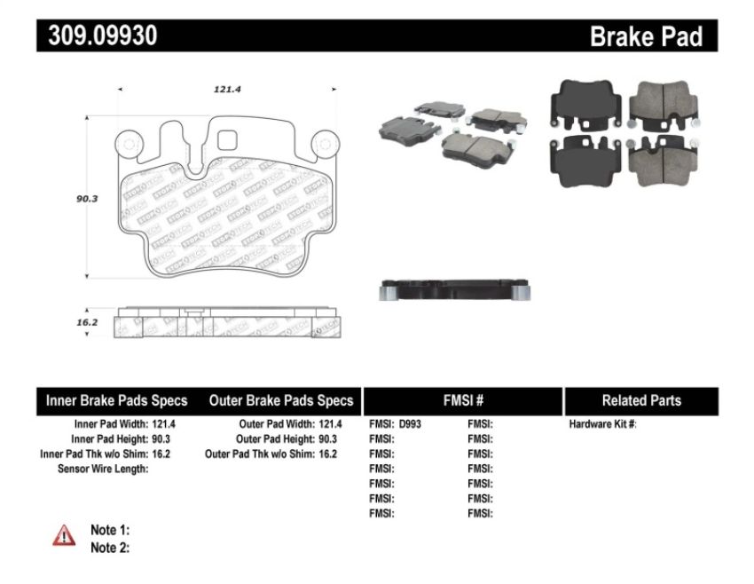 Stoptech 309.09930 Performance Brake Pads