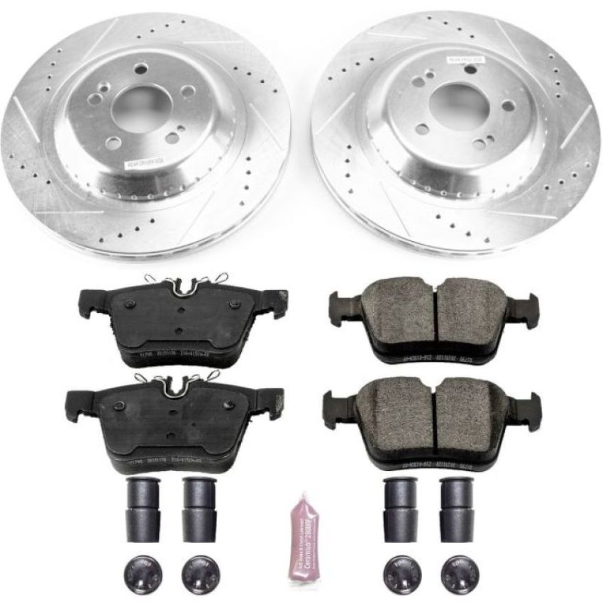 PowerStop K8047 Z23 Daily Driver Carbon-Fiber Ceramic Brake Pad and Drilled & Slotted Rotor Kit