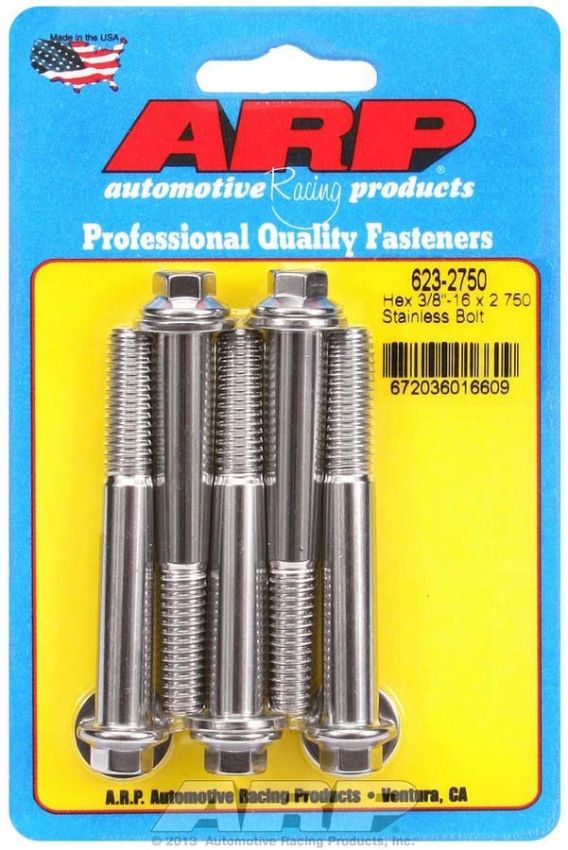 ARP ARP623-2750 S/S Bolt Kit - 6pt. (5) 3/8-16 x 2.750