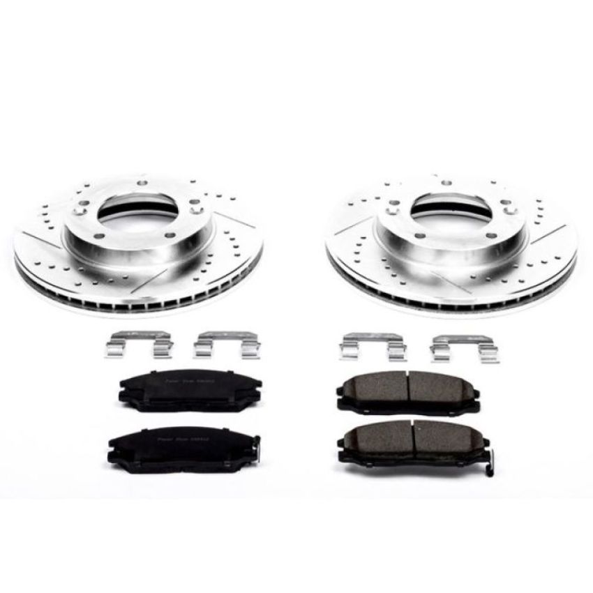 PowerStop K5899 Z23 Daily Driver Carbon-Fiber Ceramic Brake Pad and Drilled & Slotted Rotor Kit