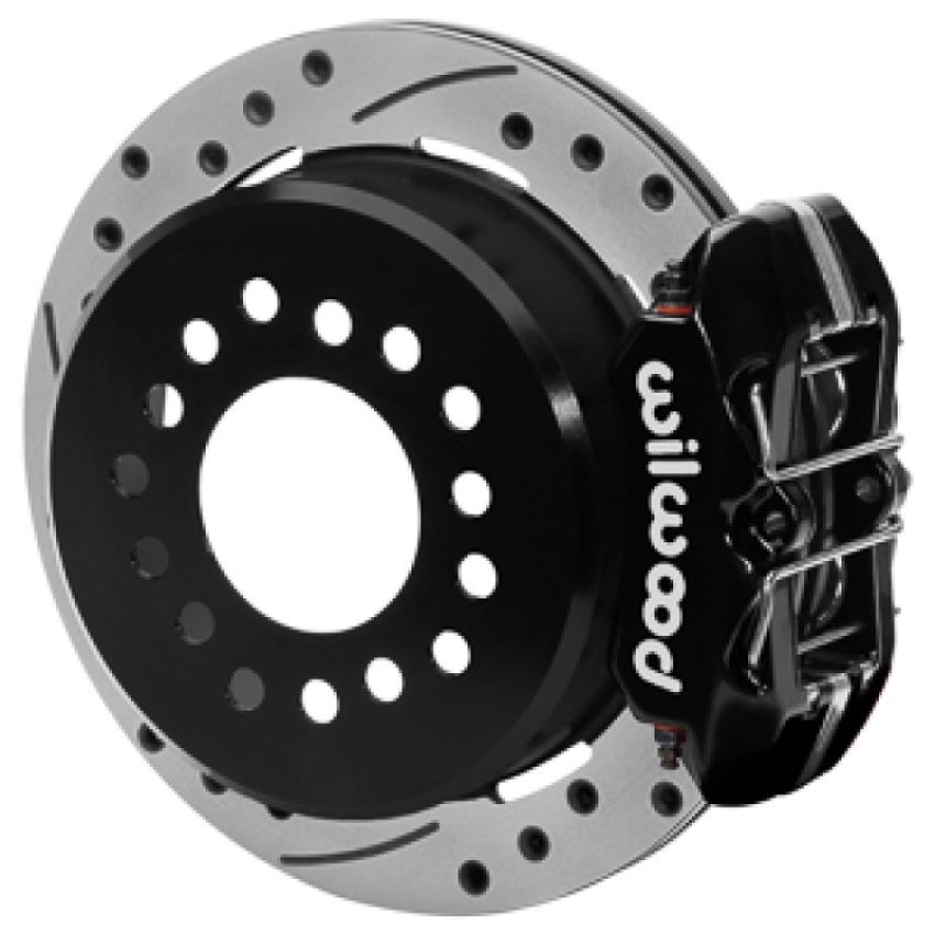 Wilwood 140-17120-D Chevy Monte Carlo Forged 4 Piston DynaPro Black Caliper HP32 VV D&S Rotor - 11.00x0.81