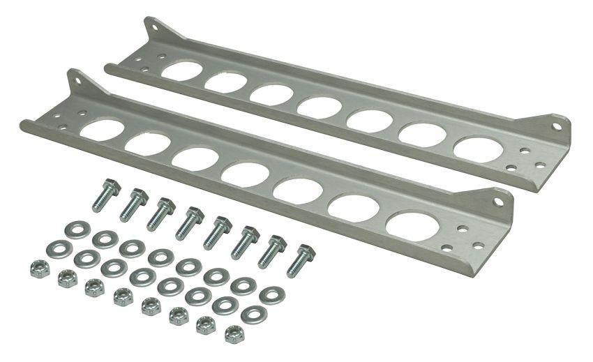 Derale 50023 Single Stacked Plate Brushed Aluminum Brackets With Mounting Hardware