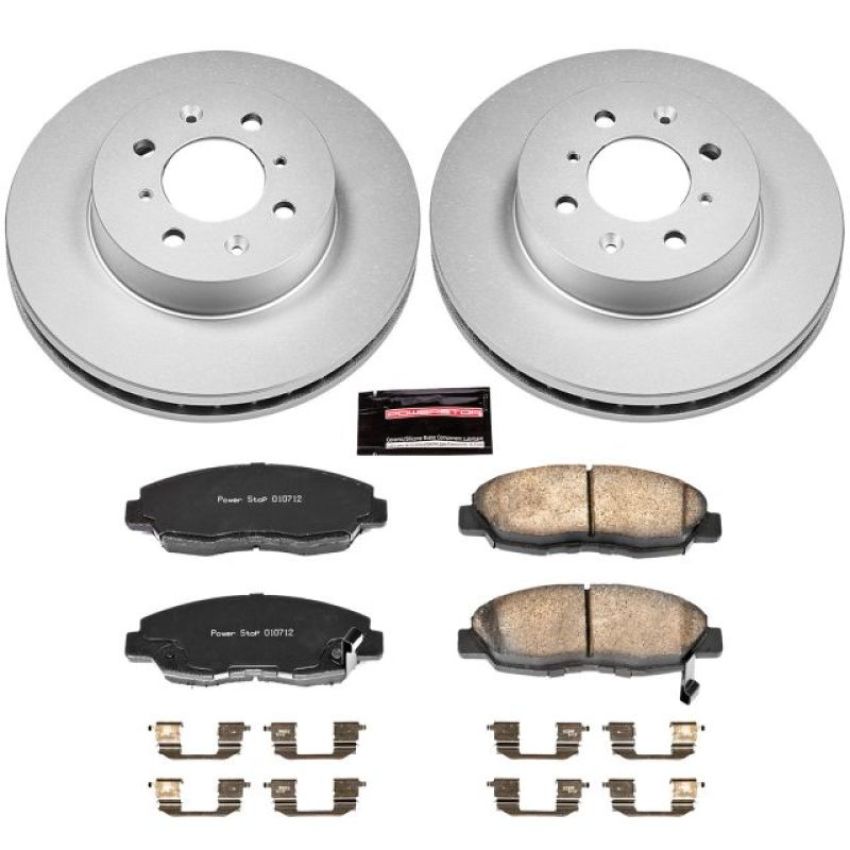 PowerStop CRK690 Genuine Geomet Coated Rotor and Low-Dust Ceramic Brake Pad Kit