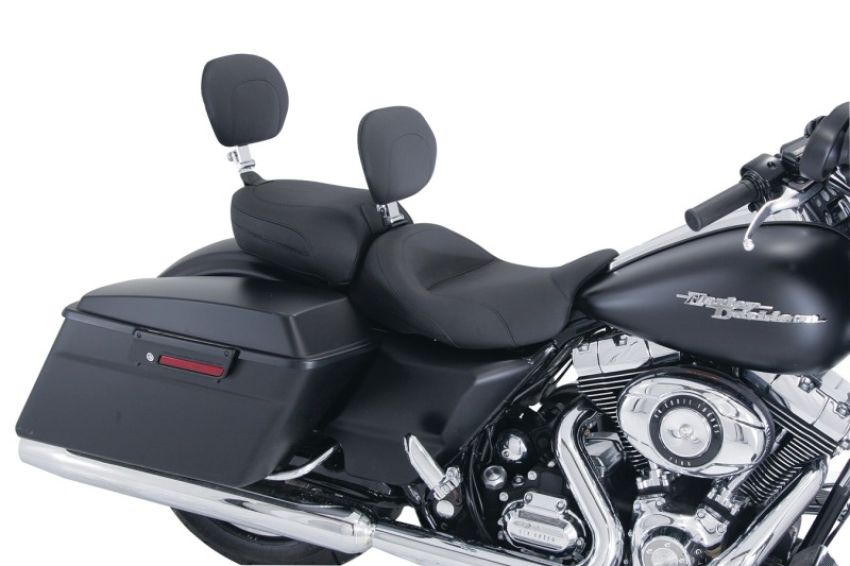 Mustang Motorcycle 79676 Mustang 08-21 Harley FL Touring Recessed Passenger Seat with Backrest - Black