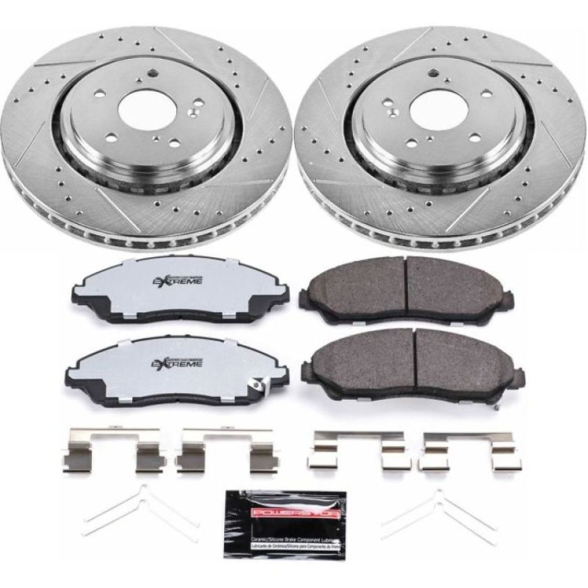 PowerStop K6957-36 Z36 Truck and SUV Carbon-Fiber Ceramic Brake Pad and Drilled & Slotted Rotor Kit