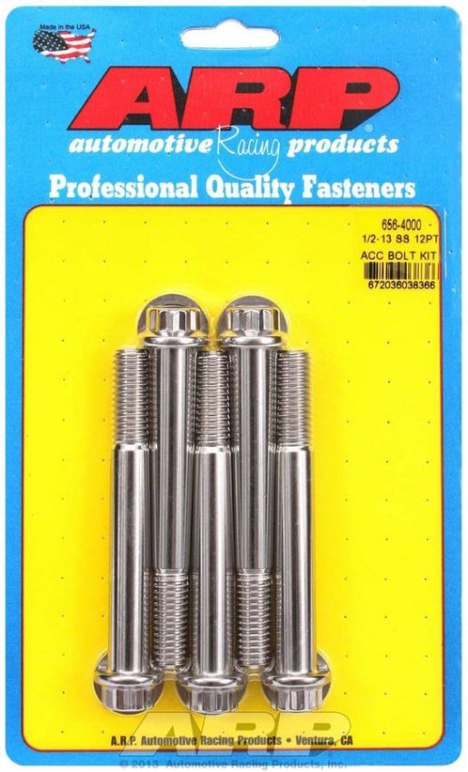 ARP ARP656-4000 S/S Bolt Kit - 12pt. (5) 1/2-13 x 4.000