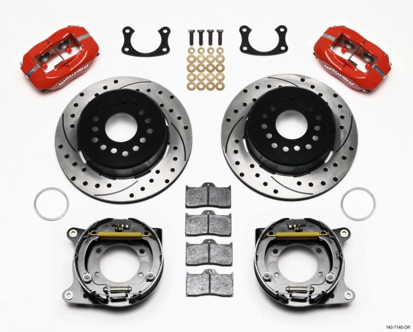 Wilwood 140-7140-DR Forged Dynalite P/S P-B Kit Drilled-Red New Big Ford 2.50in Offset
