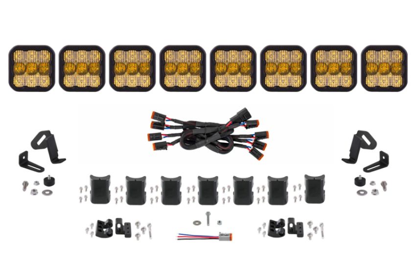 Diode Dynamics DD6803 SS5 Sport Universal CrossLink 8-Pod Lightbar - Yellow Combo