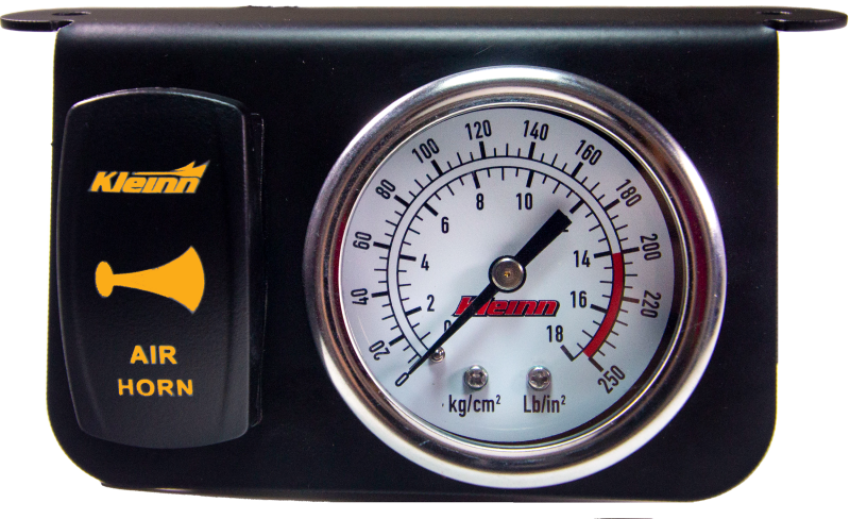 Kleinn Air Horns 1303A Kleinn Panel Mounted 160 PSI Gauge w/ an Illuminated AMBER Momentary Rocker Switch