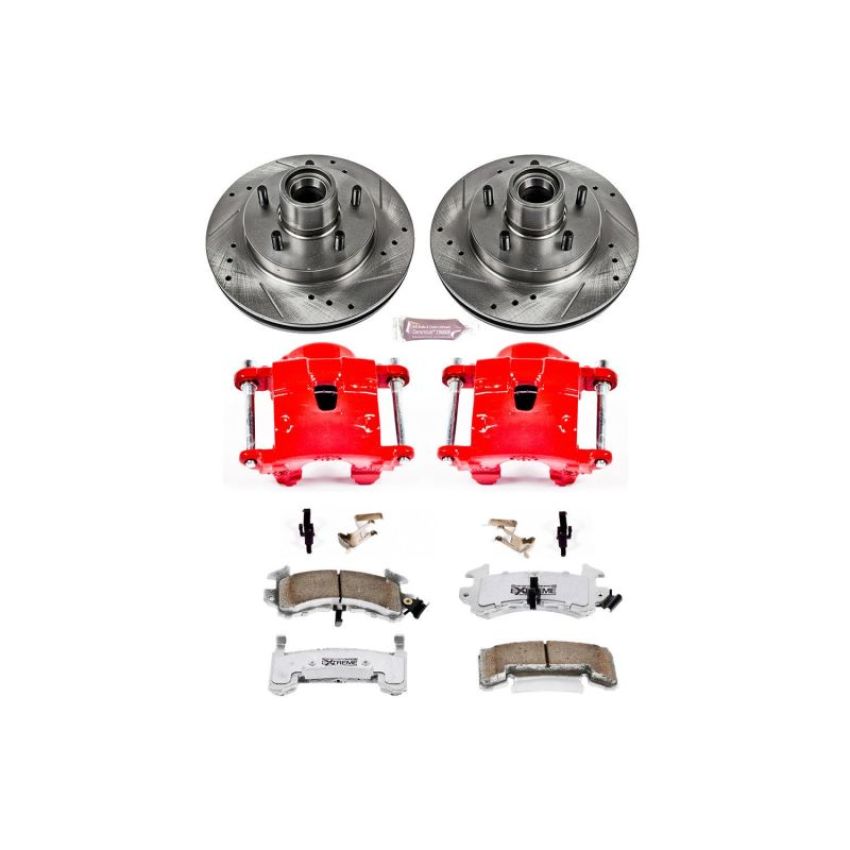 PowerStop KC1482-26 Z26 Street Performance Ceramic Brake Pad, Drilled Slotted Rotor, and Caliper Kit