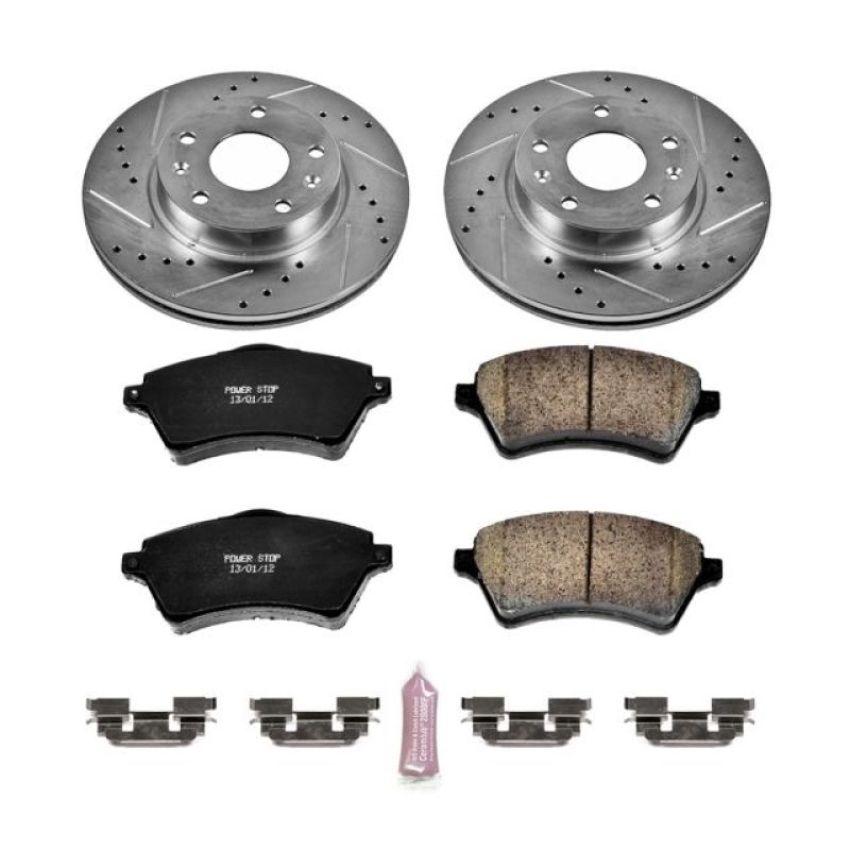 PowerStop K5352 Z23 Daily Driver Carbon-Fiber Ceramic Brake Pad and Drilled & Slotted Rotor Kit