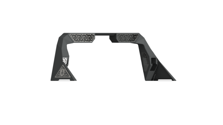 Road Armor 6992DHRP-C2-MD 99-20 Ford F-250 iD Headache Rack w/Bedrail Pods/Dual 10in Pod/Brake Lamp Relief/iD - Raw