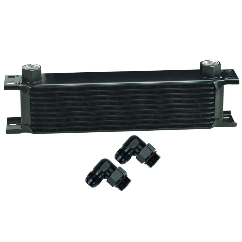 Derale 51080 10 Row Series 10000 Stack Plate Oil Fluid Cooler, 90 degree swivel -10AN