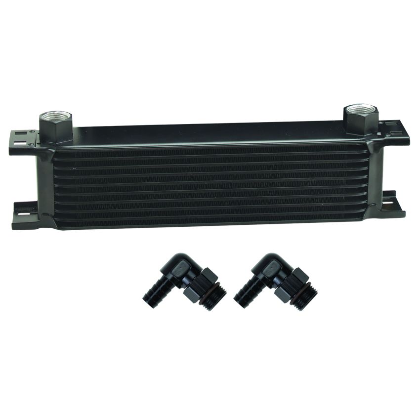 Derale 51082 10 Row Series 10000 Stack Plate Oil Fluid Cooler, 90 degree swivel -10AN