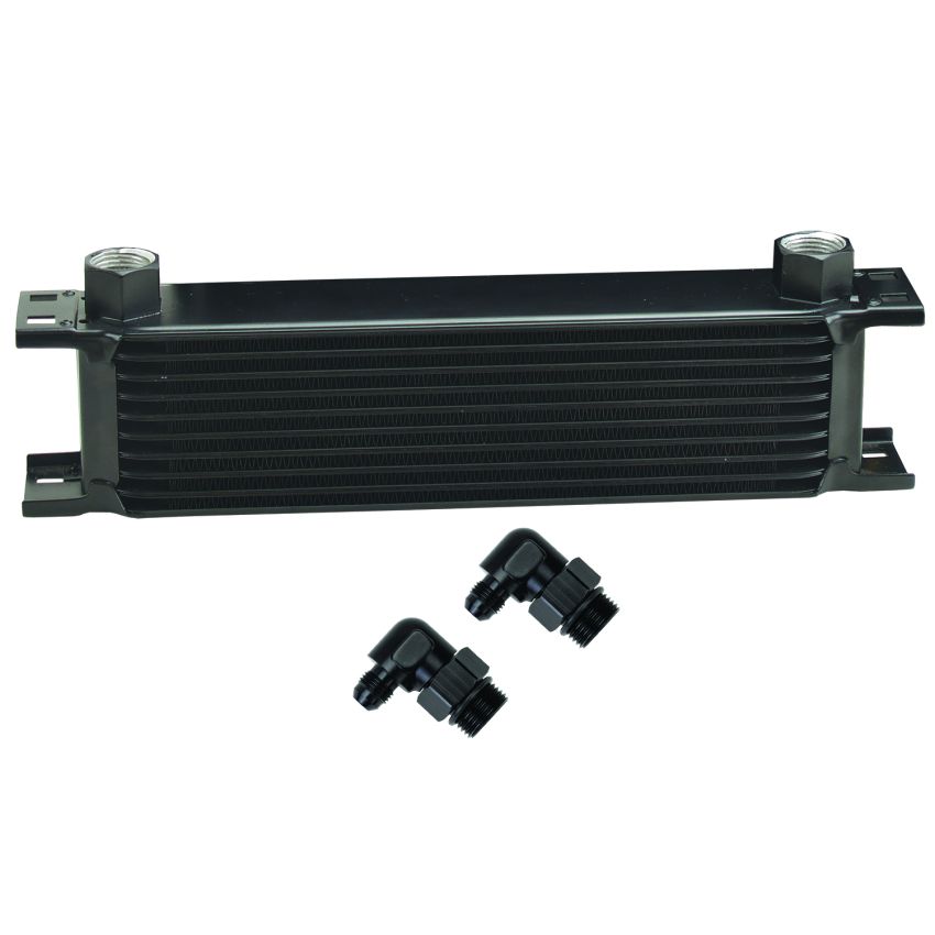 Derale 51086 10 Row Series 10000 Stack Plate Oil Fluid Cooler, 90 degree swivel -6AN