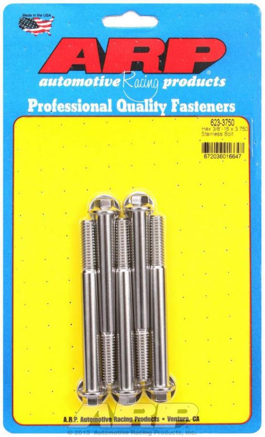 ARP ARP623-3750 S/S Bolt Kit - 6pt. (5) 3/8-16 x 3.750
