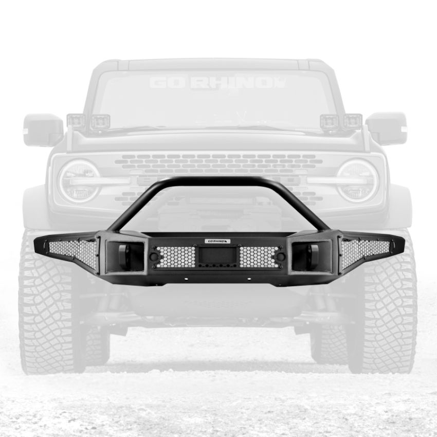 Go Rhino 331401T 21-24 Ford Bronco (2 and 4 Door) Rockline Full Width Bumper w/ Overrider Bar