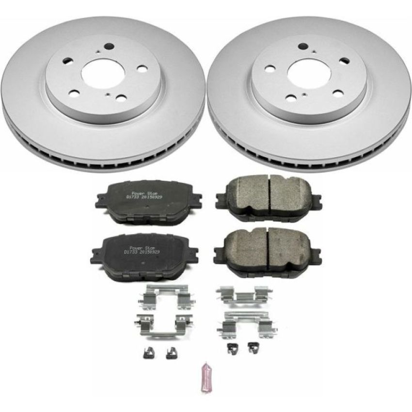 PowerStop CRK6990 Genuine Geomet Coated Rotor and Low-Dust Ceramic Brake Pad Kit