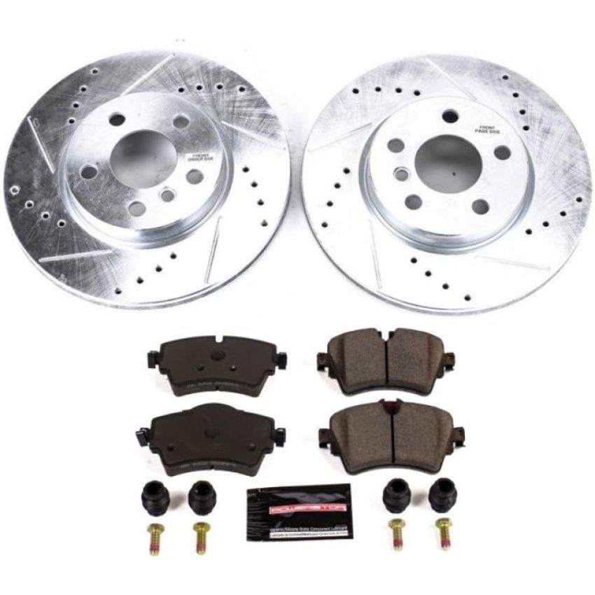 PowerStop K7979 Z23 Daily Driver Carbon-Fiber Ceramic Brake Pad and Drilled & Slotted Rotor Kit