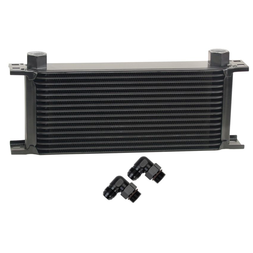 Derale 51680 16 Row Series 10000 Stack Plate Oil Fluid Cooler, 90 degree swivel -8AN