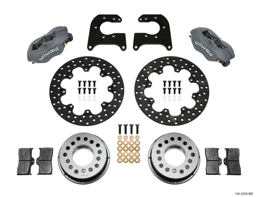 Wilwood 140-5255-BD Forged Dynalite Rear Drag Kit Drilled Rotor Mopar/Dana 2.36in Off w/Snap Ring Brng