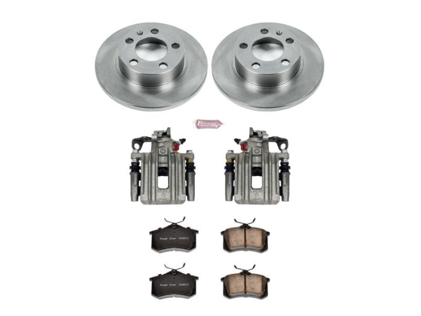 PowerStop KCOE847B OE Stock Replacement Low-Dust Ceramic Brake Pad, Rotor and Caliper Kit