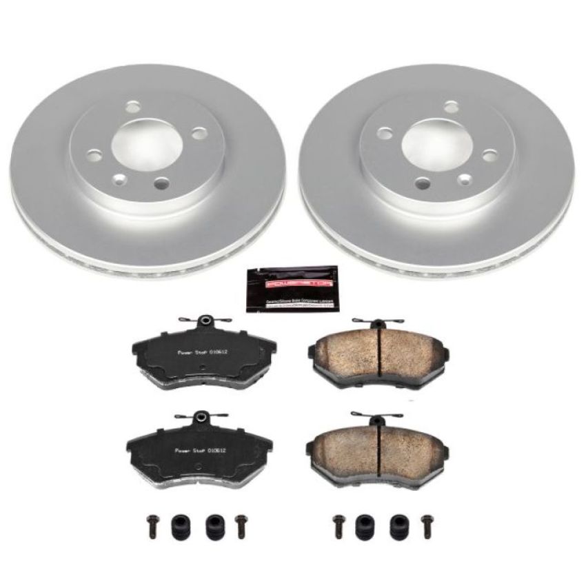 PowerStop CRK374 Genuine Geomet Coated Rotor and Carbon-Fiber Ceramic Brake Pad Kit