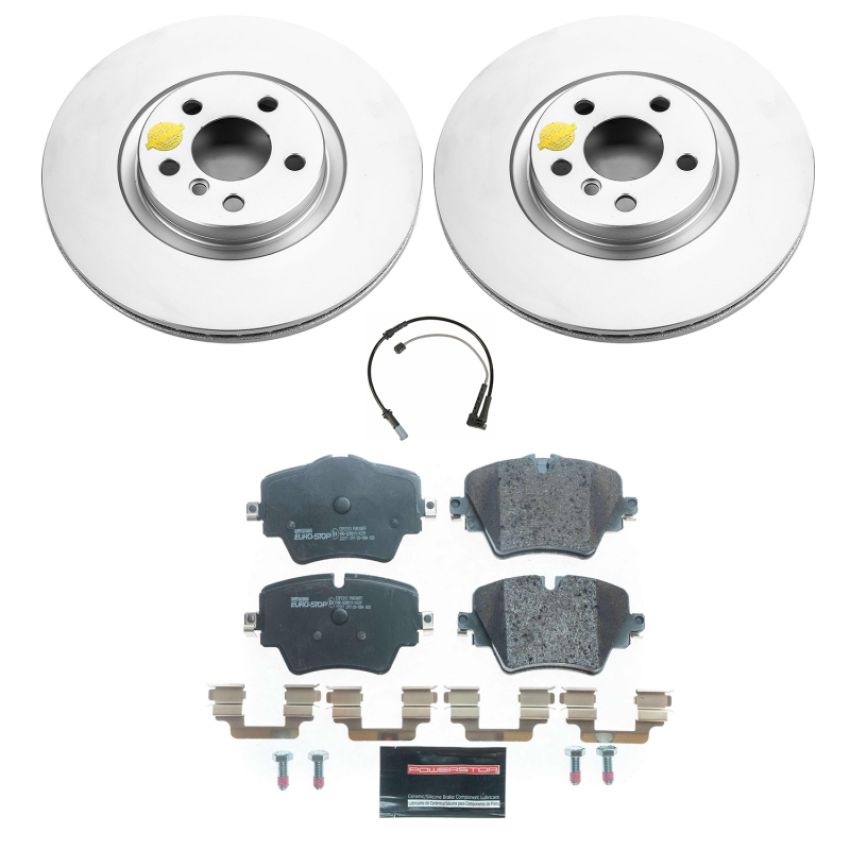 PowerStop ESK7888 Genuine Geomet Coated Rotors, ECE-R90 Brake Pads + Hardware Kit