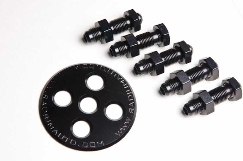 Radium Engineering 20-0128-01 BULKHEAD PLATE, 6AN, WITH FITTINGS AND NUTS