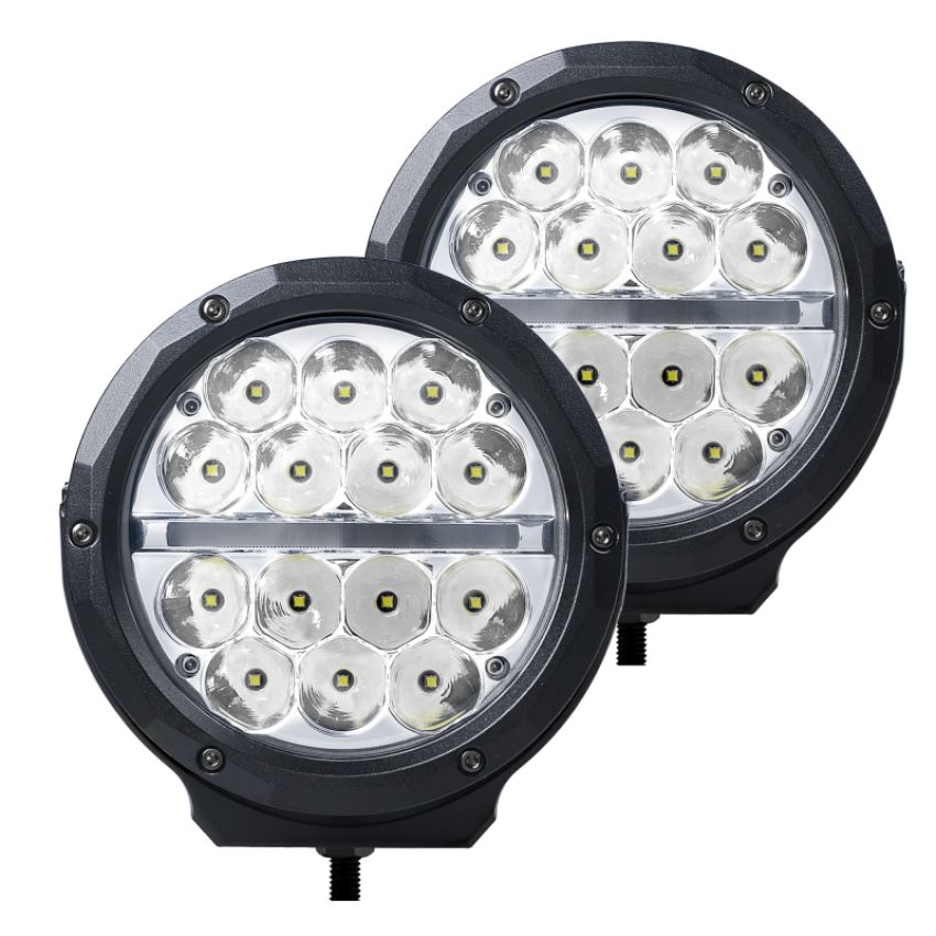 Go Rhino 750700623DRS Xplor Bright Series Round LED Driving Light Kit w/DRL (Surface Mount) 6in - Blk (2 pc)