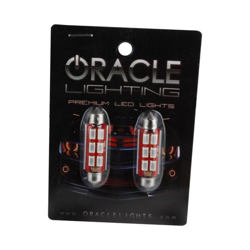 Oracle Lighting 5207-003 44mm 6 LED 3-Chip Festoon Bulbs, Red, Pair