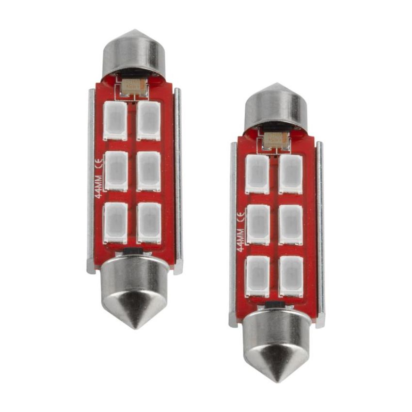 Oracle Lighting 5207-003 44mm 6 LED 3-Chip Festoon Bulbs, Red, Pair