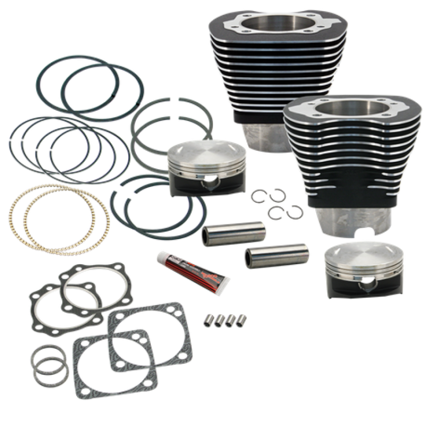 S&S Cycle 910-0225 84-99 BT 4 1/8in Bore Cylinder & Piston Kit For S&S V117 Engine - WBlack