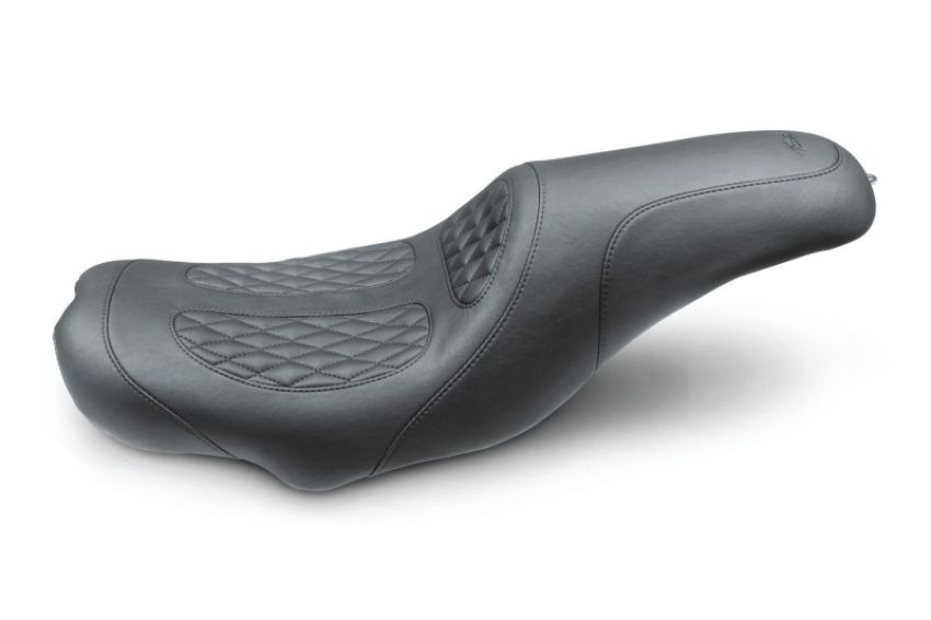 Mustang Motorcycle 75224 Mustang 08-20 Harley Electra Glide,Rd Glide,Rd King Tripper Fastback 1PC Seat w/Diam Stitch- Black