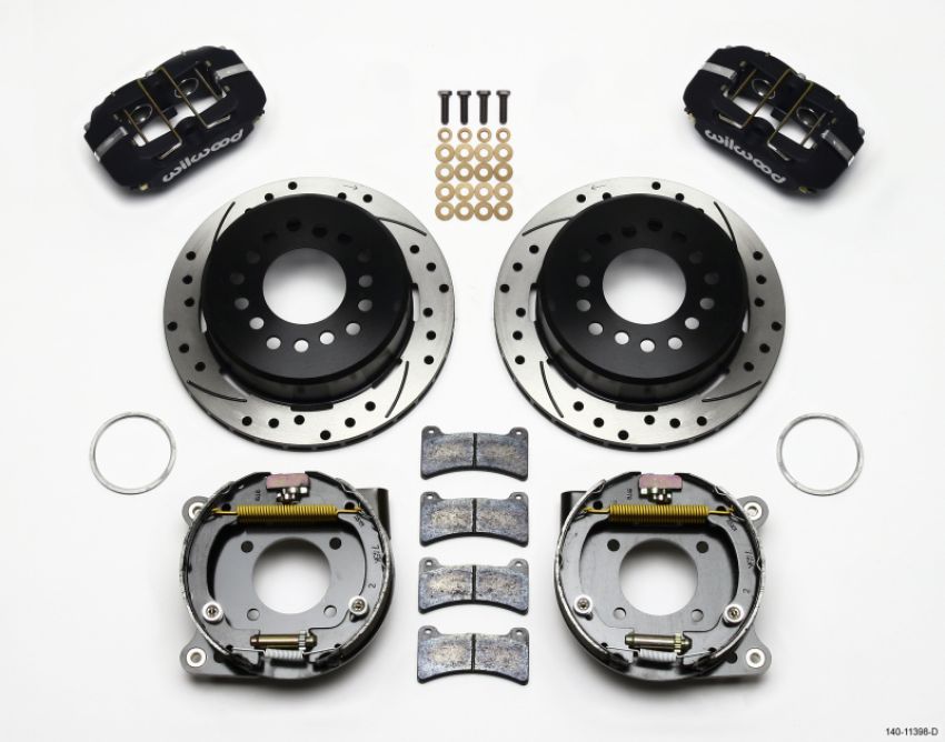 Wilwood 140-11398-D Dynapro Low-Profile 11.00in P-Brake Kit Drilled Chevy 12 Bolt 2.75in Off w/ C-Clips