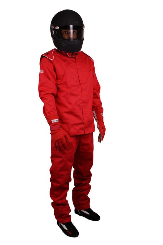 RJS SAFETY RJS200410405 Pants Red Large SFI-1 FR Cotton