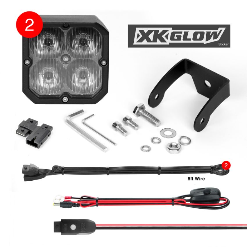 XKGLOW XK065001-D-KIT XK Glow XKchrome 20w LED Cube Light w/ RGB Accent Light Kit w/ Controller- Driving Beam 2pc