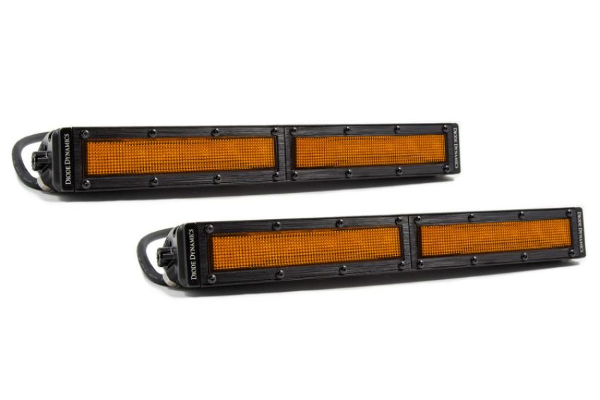 Diode Dynamics DD6041P 12 In LED Light Bar Single Row Straight - Amber Flood (Pair) Stage Series