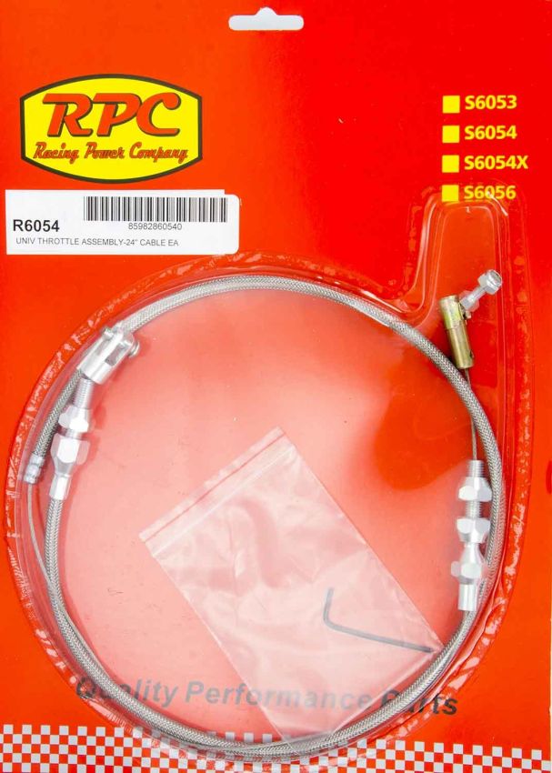 RACING POWER CO-PACKAGED RPCR6054 Stainless Throttle Cable 24in