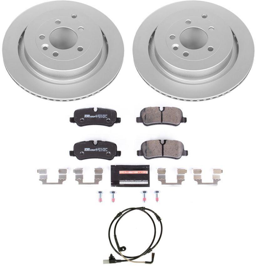 PowerStop ESK6564 Genuine Geomet Coated Rotors, ECE-R90 Brake Pads + Hardware Kit