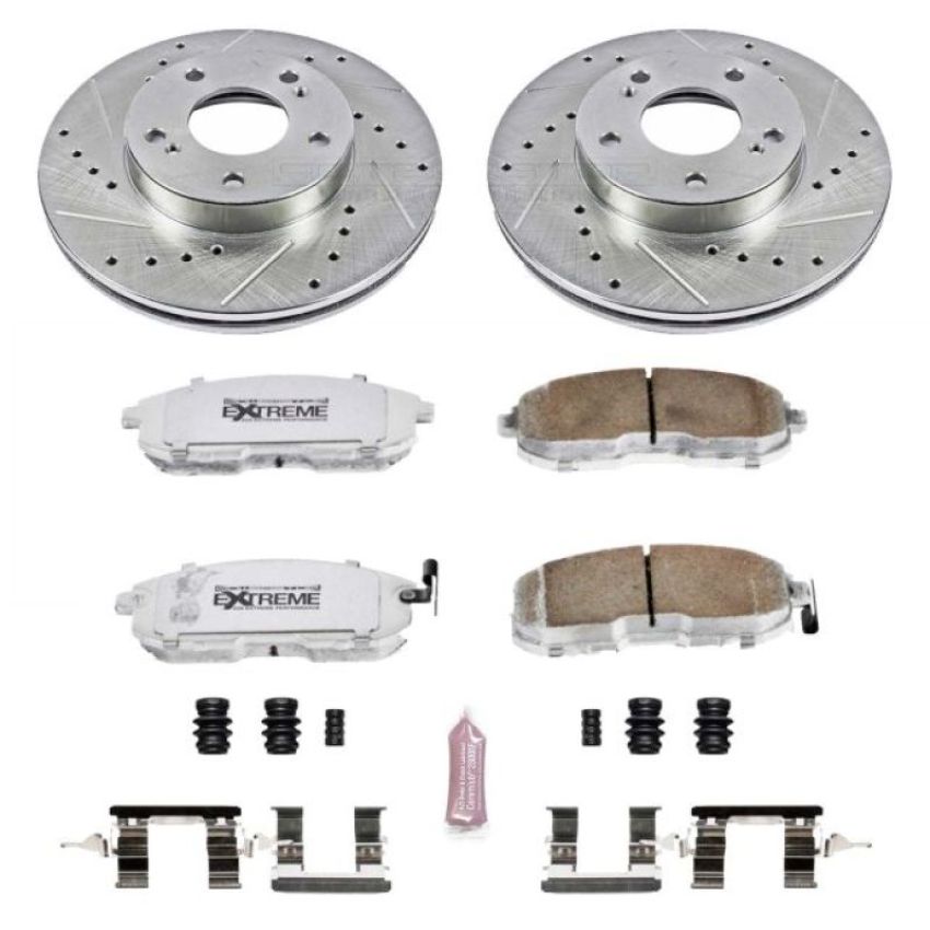 PowerStop K660-26 Z26 Street Performance Ceramic Brake Pad and Drilled & Slotted Rotor Kit
