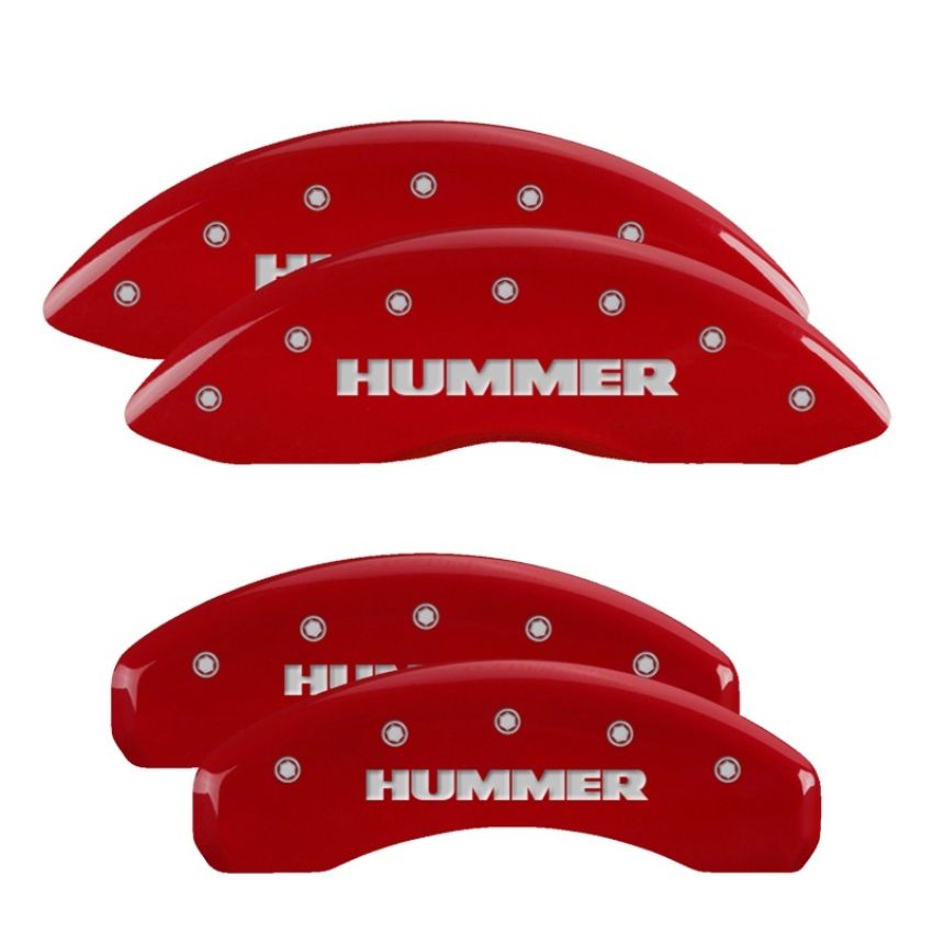 MGP 52002SHUMRD 4 Caliper Covers Engraved Front & Rear Hummer Red finish silver ch