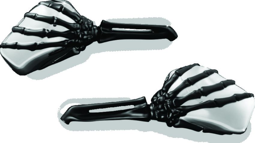 Kuryakyn 1764 Skeleton Hand Mirrors Black/Chrome