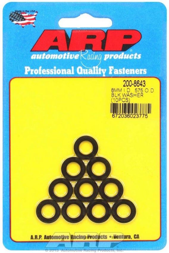 ARP ARP200-8643 Black Washers - 8mm ID x .575 OD (10)